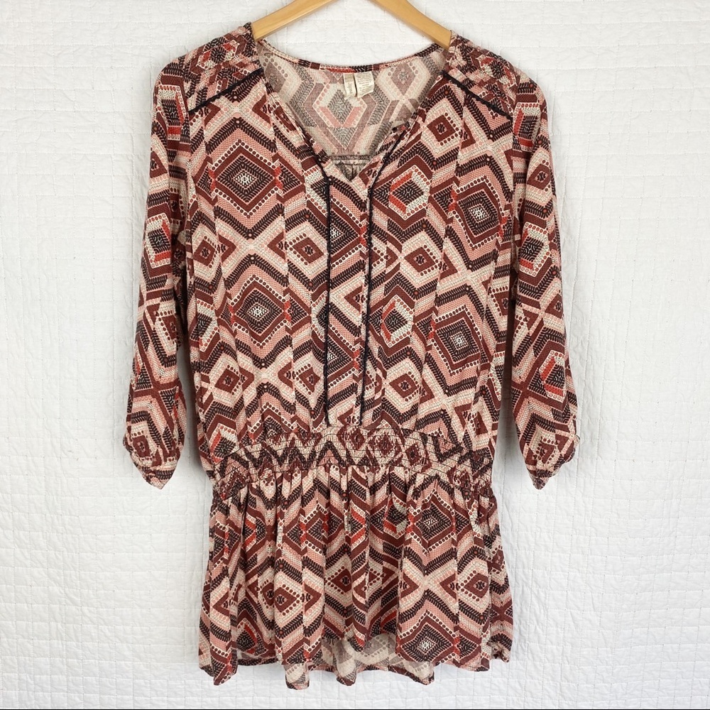 Japna Aztec Print Drop Waist Dress / Cover-Up L